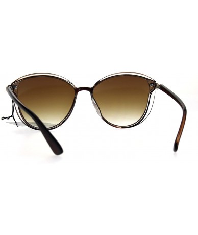 Butterfly Womens Plastic Designer Fashion Trendy 90s Sunglasses - Brown Clear Brown - CA186GIRHDY $19.52