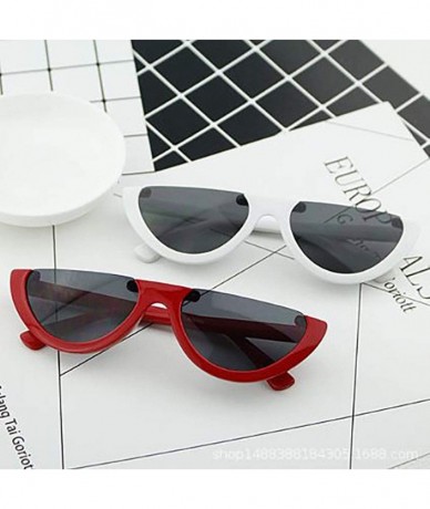 Semi-rimless Classic Semi-rimless Hip Hop Sunglasses for Women Half Frame - Red - CA1965SCK68 $18.53