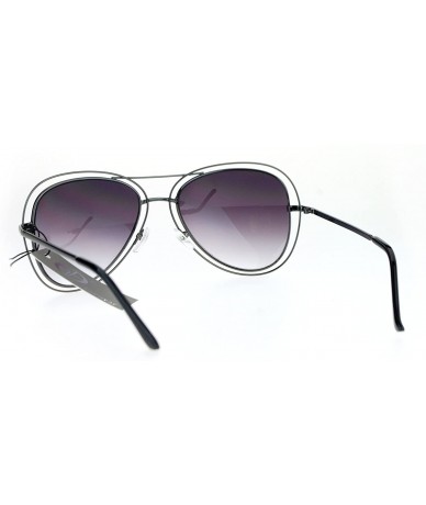 Aviator Double Wire Frame Aviator Sunglasses Women's Fashion Shades UV 400 - Gunmetal White (Smoke) - CA186NTAMM2 $22.22