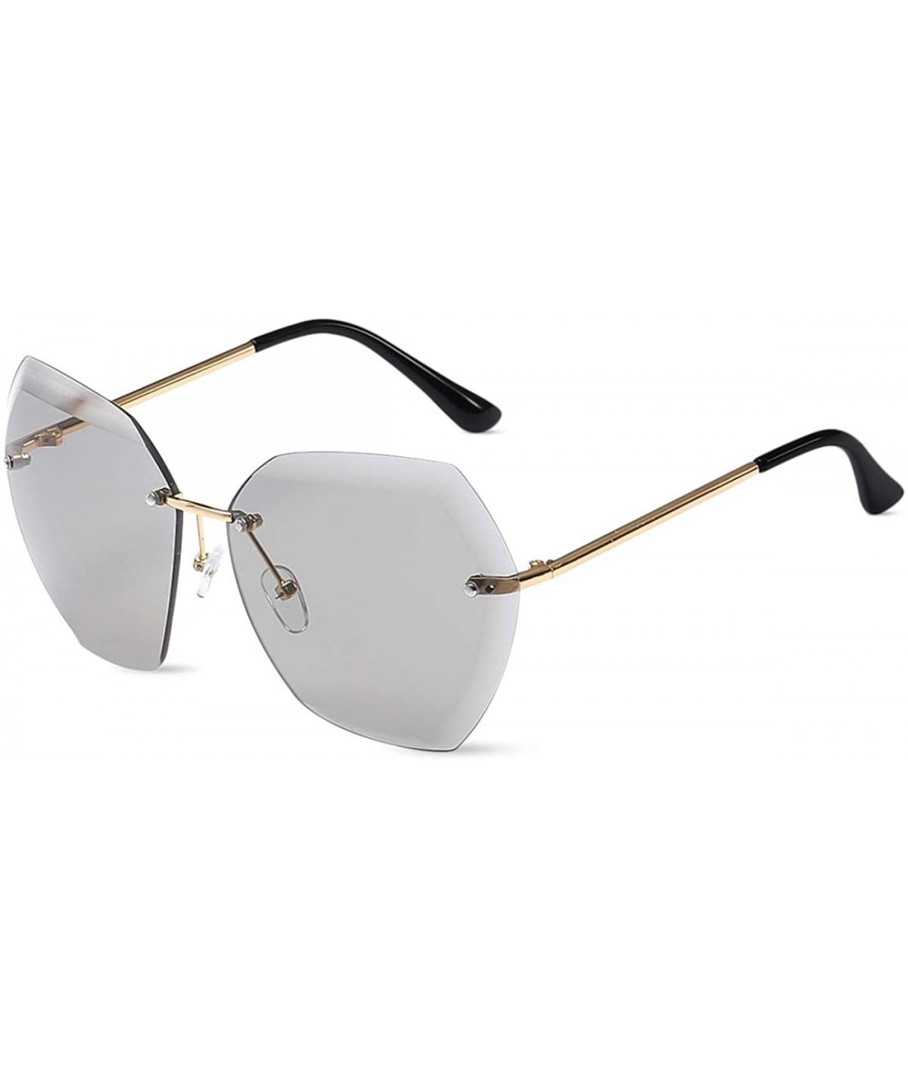 Oversized Sunglasses Oversized Transparent Gradient - Gray/Gold - CH18Y3L7UU6 $44.19