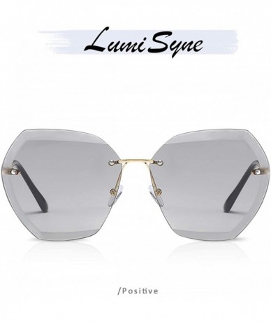 Oversized Sunglasses Oversized Transparent Gradient - Gray/Gold - CH18Y3L7UU6 $44.19