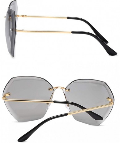 Oversized Sunglasses Oversized Transparent Gradient - Gray/Gold - CH18Y3L7UU6 $44.19