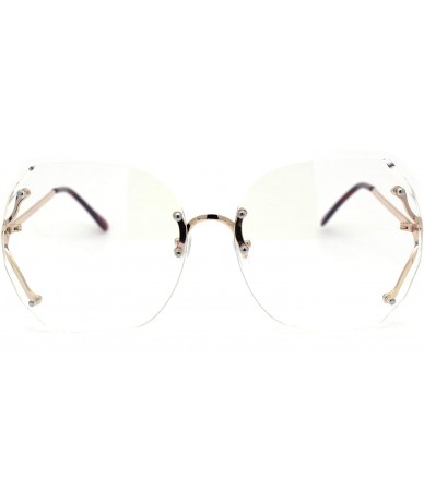 Rimless Womens Designer Rimless Butterfly Large Clear Lens Eye Glasses - Gold - CO185KLRS34 $23.27