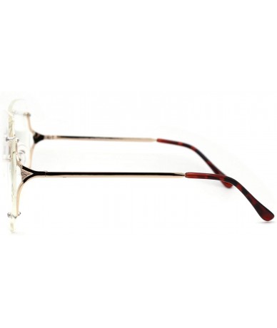 Rimless Womens Designer Rimless Butterfly Large Clear Lens Eye Glasses - Gold - CO185KLRS34 $23.27