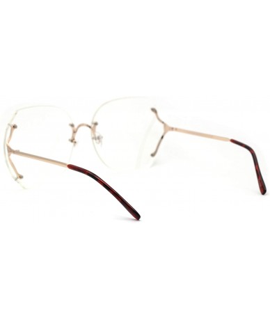 Rimless Womens Designer Rimless Butterfly Large Clear Lens Eye Glasses - Gold - CO185KLRS34 $23.27