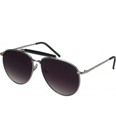 Aviator Classic Metal Aviator Sunglasses for Men Women 5147-FLAP - Silver Frame/Grey Gradient Lens - CG18I255ITZ $18.85