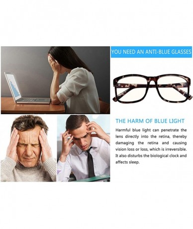 Square Radiation Protection glasses Square Eyeglasses Frame Anti Blue Light Blocking glasses - Leopard - C118R2O3QEU $23.24