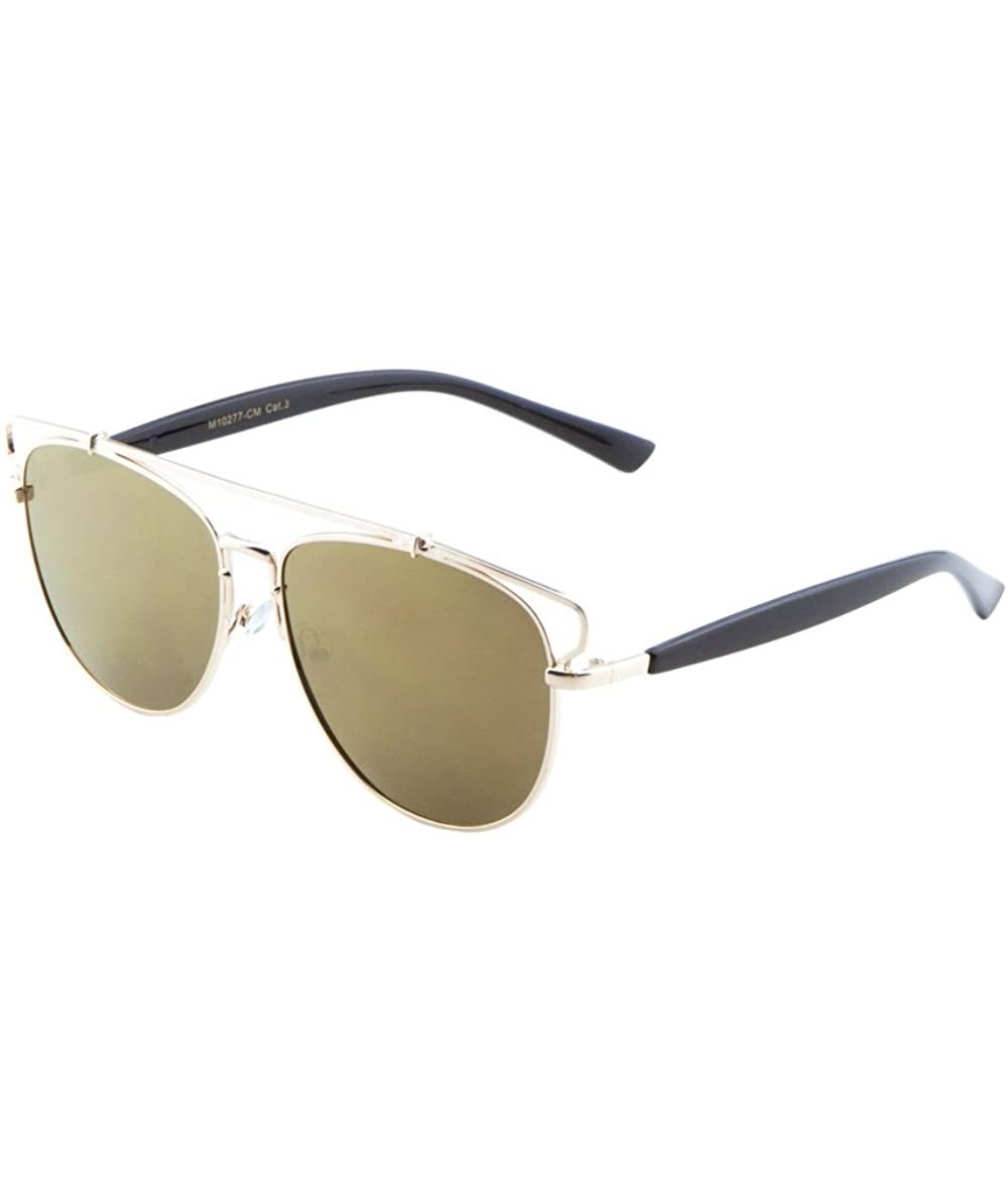 Aviator Color Mirror Aviator Frame Extra Top Brow Bar Sunglasses - Brown - CH19080RZKG $26.13