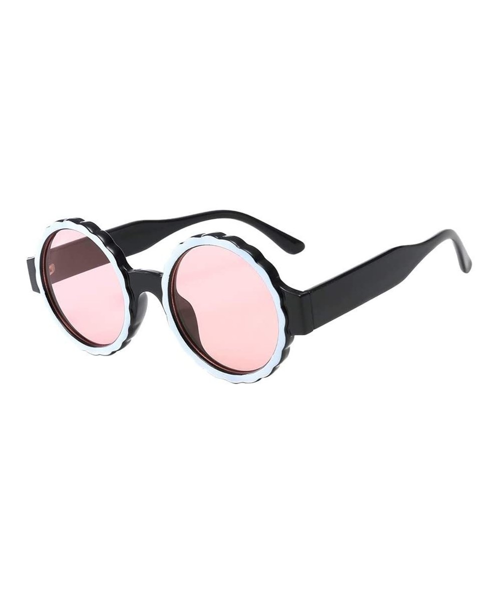 Round Polarized Sunglasses Vintage Round Sunglasses for Women/Men Classic Retro Designer Style - Pink - CC18UIWEUNR $14.46