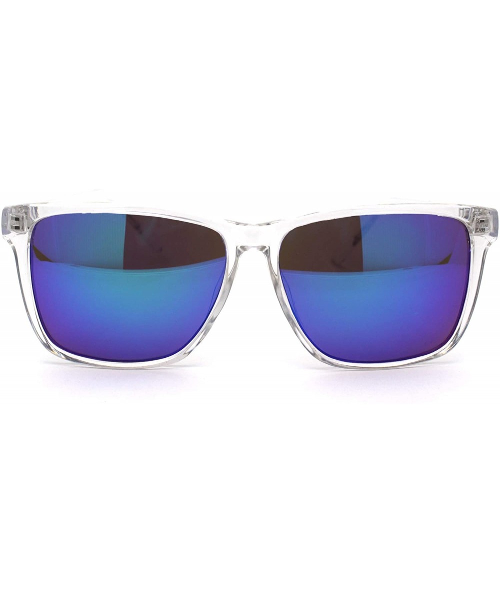 Sport Kush Color Mirror Large Clear Plastic Frame Sport Sunglasses - Teal - C912NDUXP9K $19.26