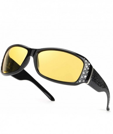 Oversized Women's Night-Vision Driving Glasses - Polarized Fashion Design Anti-Glare Yellow Lens Glasses for Driving - CB18T4...