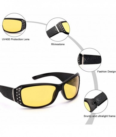 Oversized Women's Night-Vision Driving Glasses - Polarized Fashion Design Anti-Glare Yellow Lens Glasses for Driving - CB18T4...