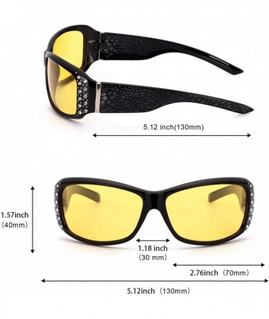 Oversized Women's Night-Vision Driving Glasses - Polarized Fashion Design Anti-Glare Yellow Lens Glasses for Driving - CB18T4...