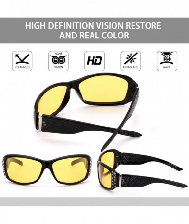 Oversized Women's Night-Vision Driving Glasses - Polarized Fashion Design Anti-Glare Yellow Lens Glasses for Driving - CB18T4...