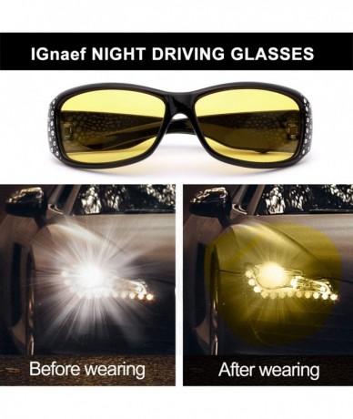 Oversized Women's Night-Vision Driving Glasses - Polarized Fashion Design Anti-Glare Yellow Lens Glasses for Driving - CB18T4...