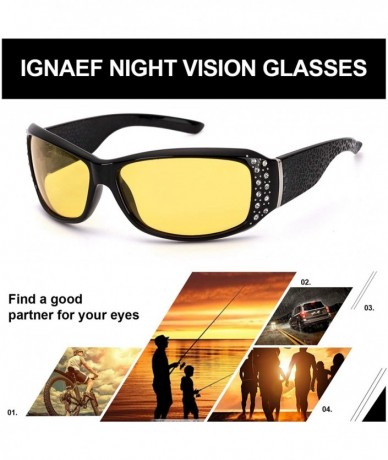 Oversized Women's Night-Vision Driving Glasses - Polarized Fashion Design Anti-Glare Yellow Lens Glasses for Driving - CB18T4...