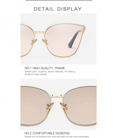 Cat Eye Lady cat eye fashion large frame glasses metal classic sunglasses UV400 - Gold-tea - CT18XS5T2UC $38.60