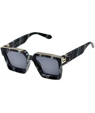 Square Retro Millionaire Sunglasses Square Metal punk Rock Hip hop Sunglasses men women - 1 - C018AQTGC9G $32.82