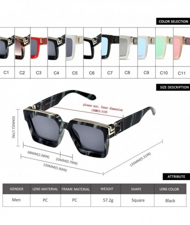 Square Retro Millionaire Sunglasses Square Metal punk Rock Hip hop Sunglasses men women - 1 - C018AQTGC9G $32.82