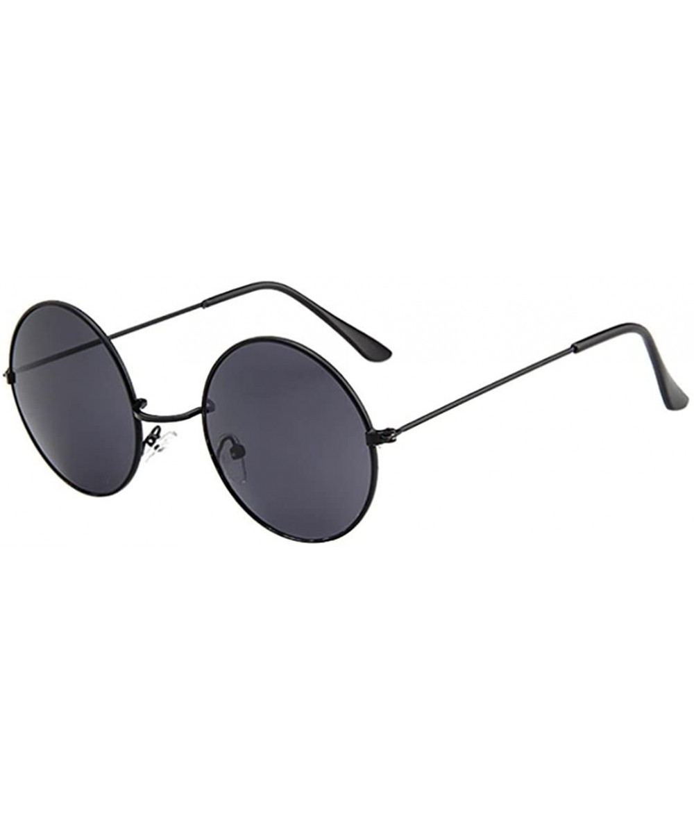 Oversized Women's Men Sunglasses-Vintage Round Frame Sunglasses Driving Eyewear - H - CL18EMS3N24 $17.93