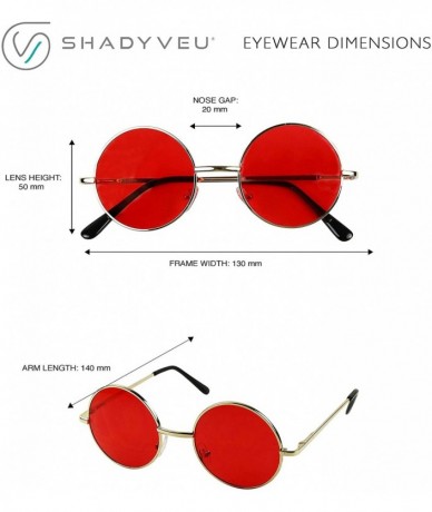 Round Retro John Lennon Style Sunglasses Round Red Tint Color Groovy Hippy Wire Circle Teashades - Gold Frame - C718CAE4G2W $...