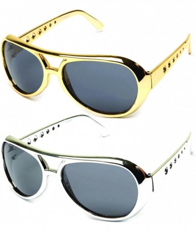 Aviator Rockstar Sunglasses Costume Shiny Chrome Party Sunglasses 60's Rock Star Classic Aviator Sunglasses - CD1845QRGAQ $23.61