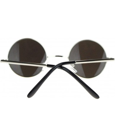 Round Retro Extra Small Round Circle mirrored Lens 70s Groovy Hippie Sunglasses - Silver Blue - CS11T6F88N3 $17.74