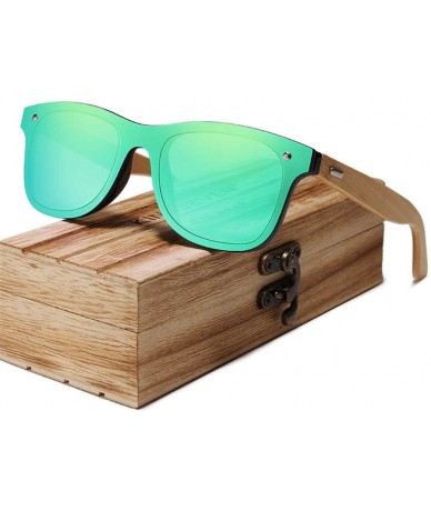 Semi-rimless Bamboo Polarized Sunglasses Men Wooden Sun Glasses Women Original Wood Glasses - Gray Bamboo - CK194O58AOW $60.88