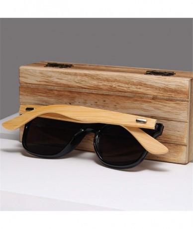 Semi-rimless Bamboo Polarized Sunglasses Men Wooden Sun Glasses Women Original Wood Glasses - Gray Bamboo - CK194O58AOW $60.88