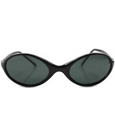 Oval Old Fashioned Vintage 80s Hippie Oval Sunglasses - Black - CO18ECDWU44 $23.11