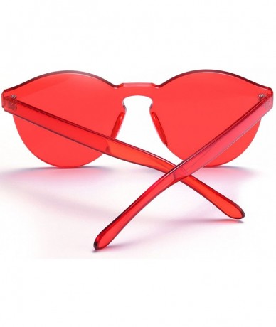 Goggle One Piece Rimless Sunglasses Transparent Candy Color Tinted Eyewear - Red - CK180DG0MXA $19.36