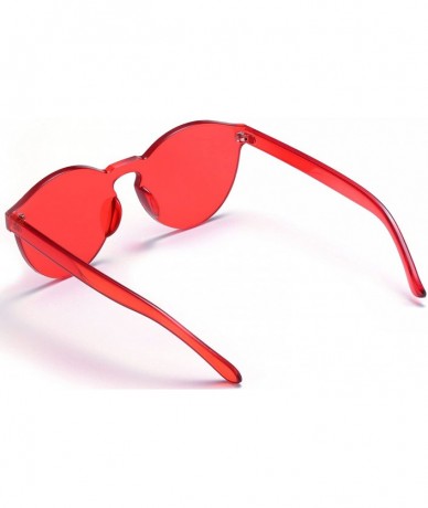 Goggle One Piece Rimless Sunglasses Transparent Candy Color Tinted Eyewear - Red - CK180DG0MXA $19.36