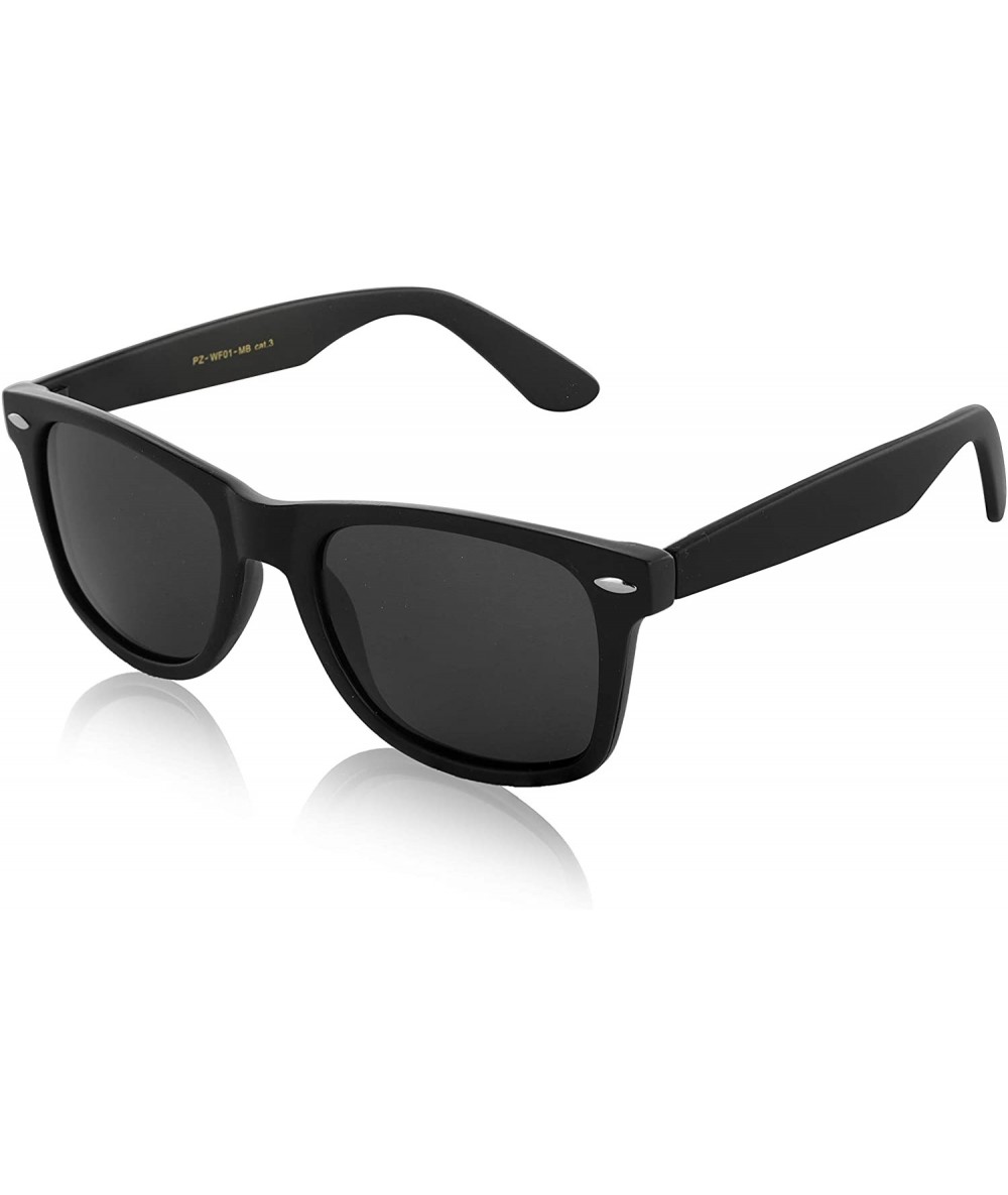 Goggle Polarized Sunglasses Vintage Retro Designer Unisex Sun Glasses UV400 - 1 Matte Black Frame - C8190U9SW7X $21.28