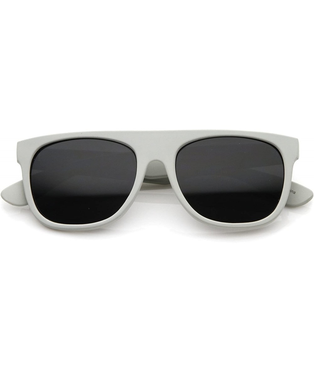 Rectangular Modern Super Flat-Top Wide Temple Horn Rimmed Sunglasses 55mm - Rubberized Light Grey / Smoke - CO12MZCOV5A $19.63