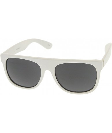 Rectangular Modern Super Flat-Top Wide Temple Horn Rimmed Sunglasses 55mm - Rubberized Light Grey / Smoke - CO12MZCOV5A $19.63