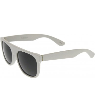 Rectangular Modern Super Flat-Top Wide Temple Horn Rimmed Sunglasses 55mm - Rubberized Light Grey / Smoke - CO12MZCOV5A $19.63