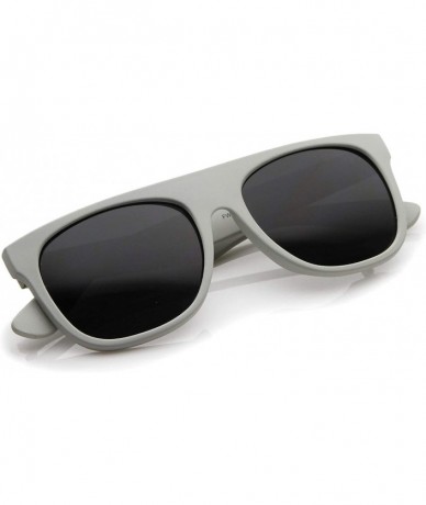 Rectangular Modern Super Flat-Top Wide Temple Horn Rimmed Sunglasses 55mm - Rubberized Light Grey / Smoke - CO12MZCOV5A $19.63