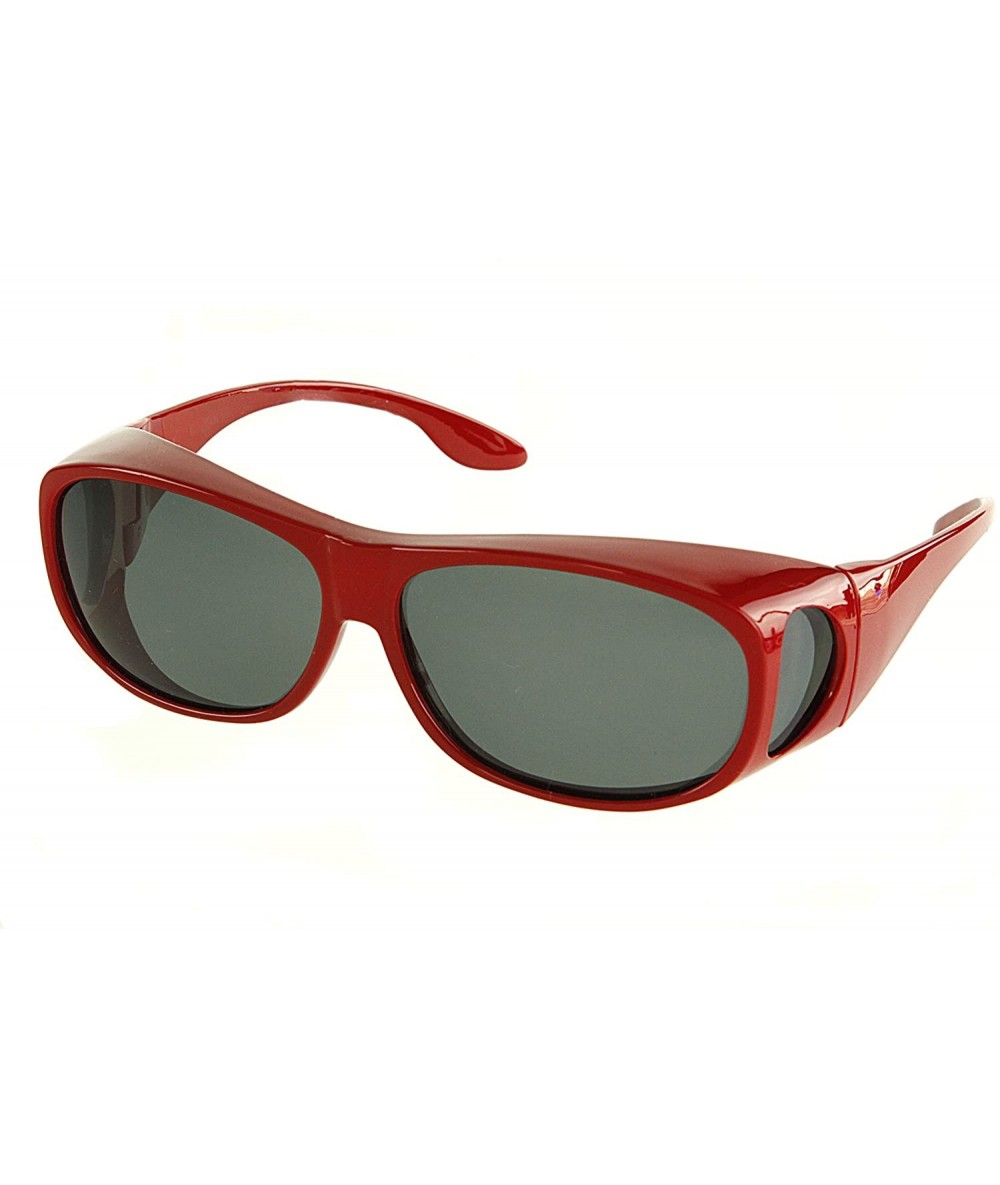 Rectangular Sunglasses Wear Over Prescription Glasses- Size Medium- Polarized - Red - C711FNHF97V $27.65