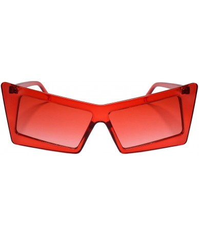 Cat Eye Retro Slanted Rectangle Funky Exotic Cat Eye Tinted Sunglasses - Red - CB199EQA3AN $24.80