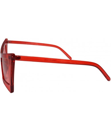 Cat Eye Retro Slanted Rectangle Funky Exotic Cat Eye Tinted Sunglasses - Red - CB199EQA3AN $24.80