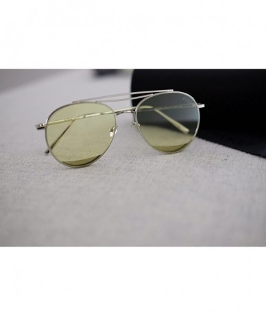 Rimless The Delight Aviators Metal Frame Sunglasses - Silver Frame / Green Lens - C1188C0QRX3 $26.46