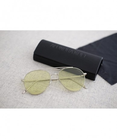 Rimless The Delight Aviators Metal Frame Sunglasses - Silver Frame / Green Lens - C1188C0QRX3 $26.46