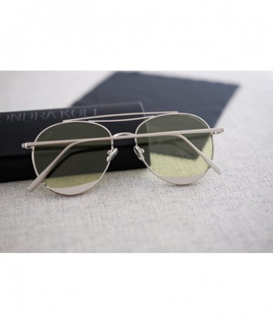 Rimless The Delight Aviators Metal Frame Sunglasses - Silver Frame / Green Lens - C1188C0QRX3 $26.46