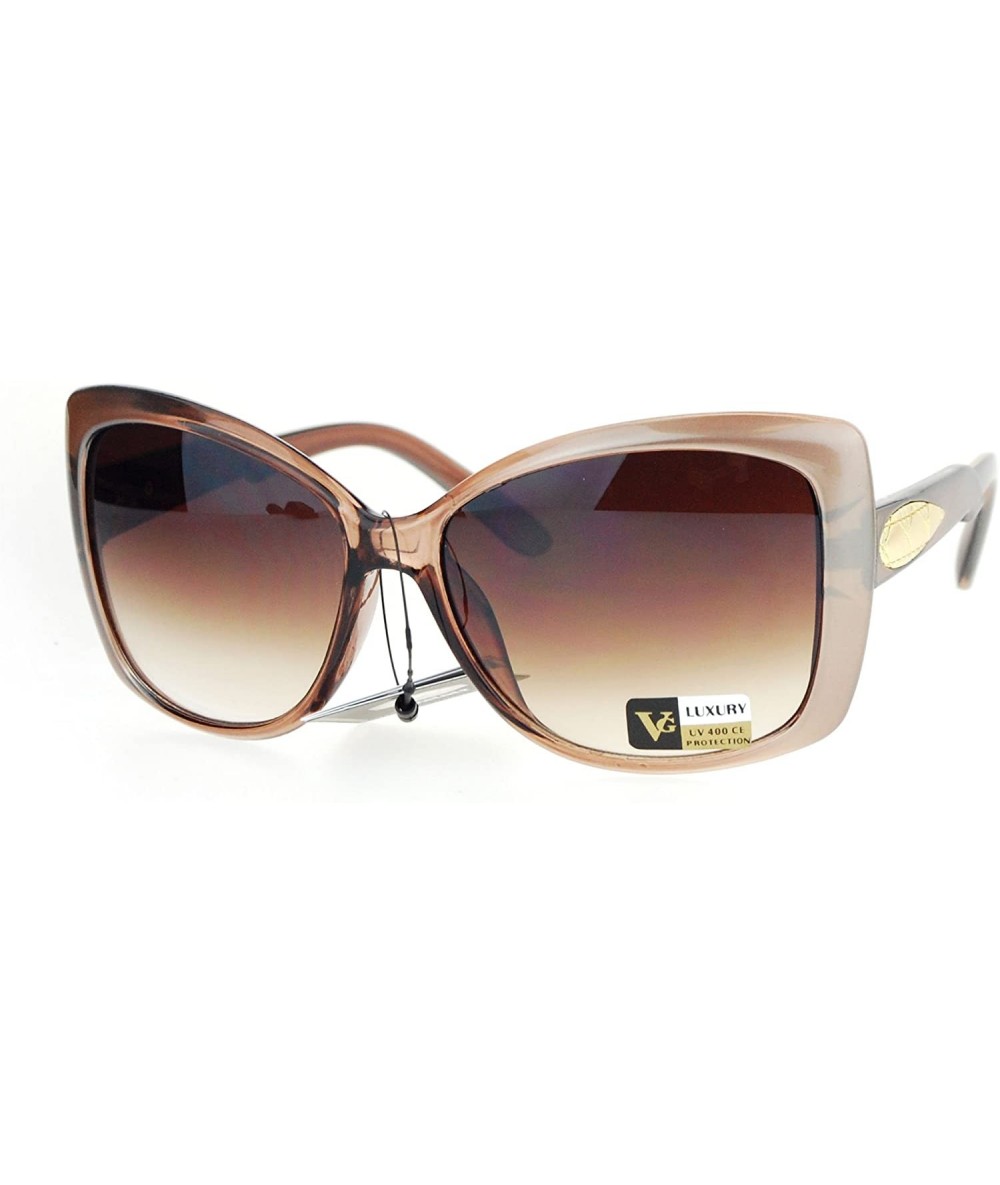 Butterfly Square Butterfly Oversized Frame Sunglasses Womens Eyewear UV 400 - Gold Brown - CT186CQ6U0N $22.39