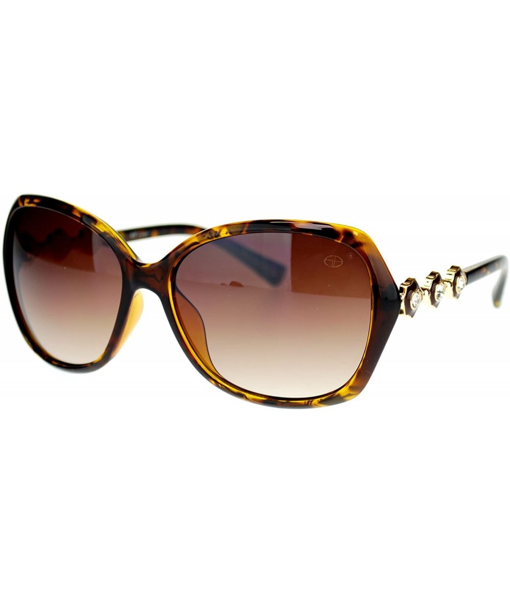 Round Large Rhinestone Jewel Temple Oversized Elegant Butterfly Sunglasses - Tortoise - C511NSKXHTR $22.47