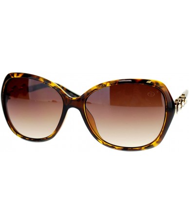 Round Large Rhinestone Jewel Temple Oversized Elegant Butterfly Sunglasses - Tortoise - C511NSKXHTR $22.47