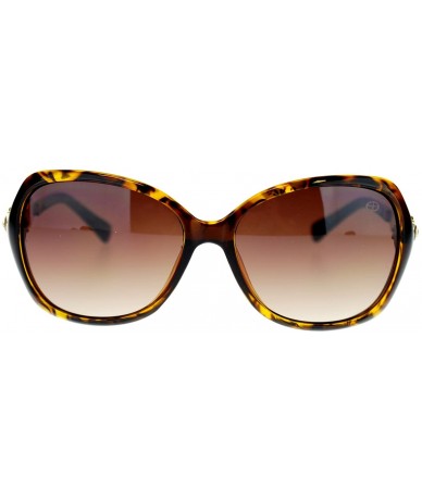 Round Large Rhinestone Jewel Temple Oversized Elegant Butterfly Sunglasses - Tortoise - C511NSKXHTR $22.47