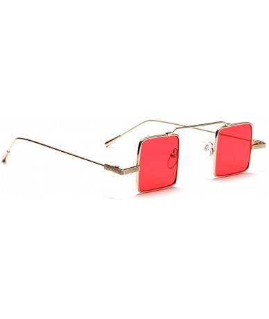 Square Small Square Sunglasses Men Vintage Metal Frame Retro Sun Glasses for Women - Red - C018DQQK5I9 $22.88