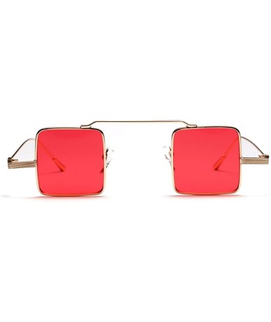 Square Small Square Sunglasses Men Vintage Metal Frame Retro Sun Glasses for Women - Red - C018DQQK5I9 $22.88