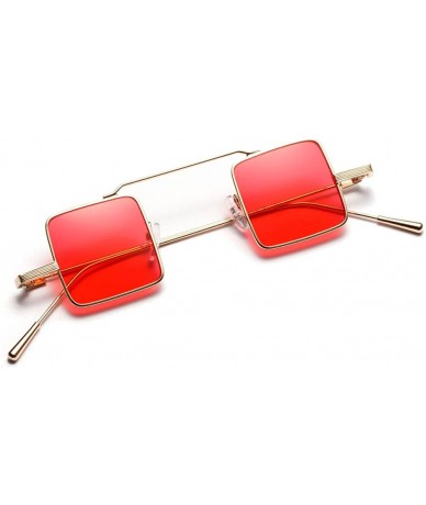 Square Small Square Sunglasses Men Vintage Metal Frame Retro Sun Glasses for Women - Red - C018DQQK5I9 $22.88